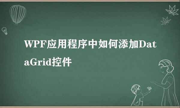 WPF应用程序中如何添加DataGrid控件