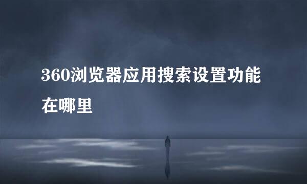 360浏览器应用搜索设置功能在哪里