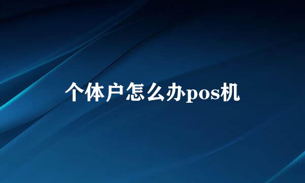 个体户怎么办pos机