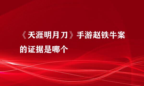 《天涯明月刀》手游赵铁牛案的证据是哪个