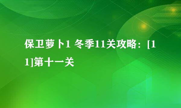 保卫萝卜1 冬季11关攻略：[11]第十一关