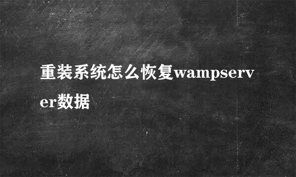 重装系统怎么恢复wampserver数据