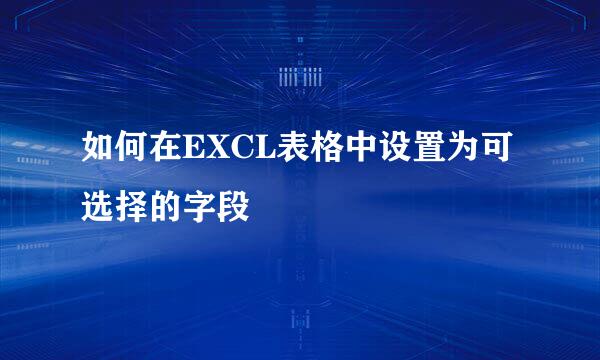 如何在EXCL表格中设置为可选择的字段