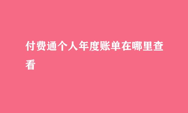 付费通个人年度账单在哪里查看