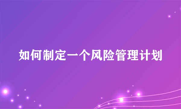 如何制定一个风险管理计划