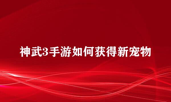 神武3手游如何获得新宠物