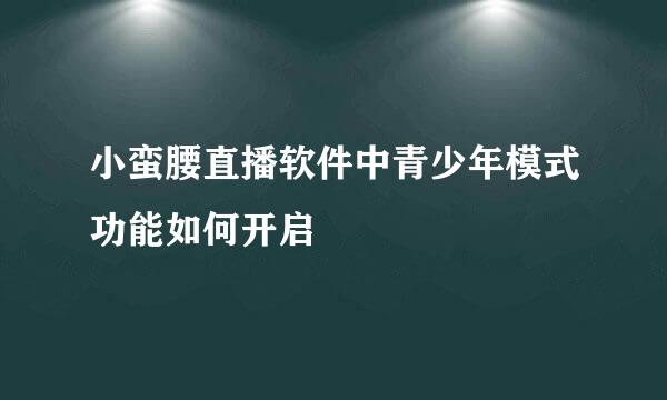 小蛮腰直播软件中青少年模式功能如何开启