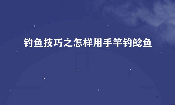 钓鱼技巧之怎样用手竿钓鲶鱼