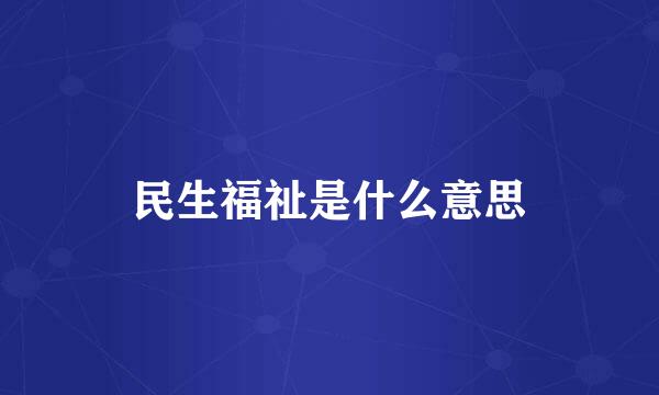 民生福祉是什么意思