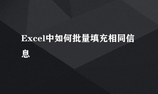 Excel中如何批量填充相同信息