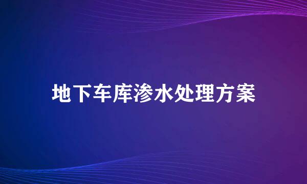 地下车库渗水处理方案