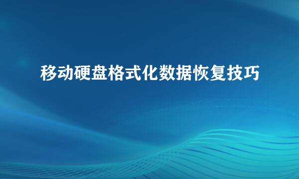 移动硬盘格式化数据恢复技巧