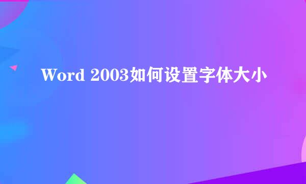 Word 2003如何设置字体大小