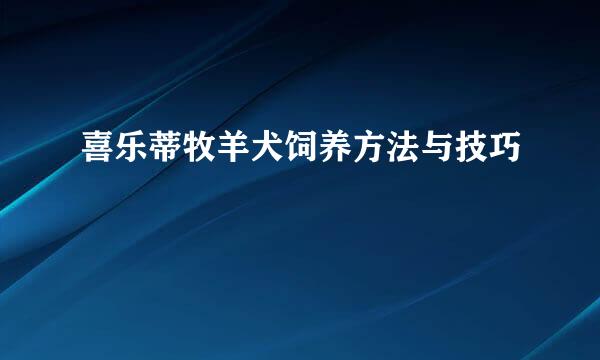喜乐蒂牧羊犬饲养方法与技巧