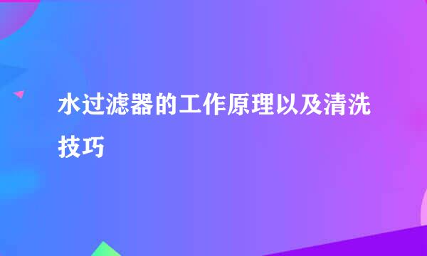 水过滤器的工作原理以及清洗技巧