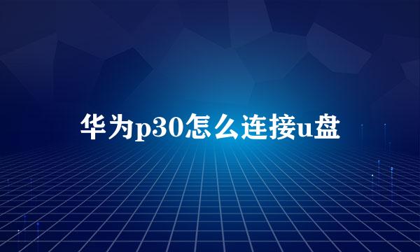 华为p30怎么连接u盘
