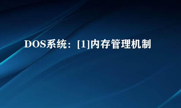 DOS系统：[1]内存管理机制