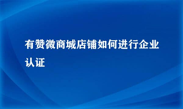 有赞微商城店铺如何进行企业认证