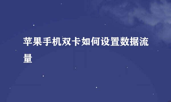 苹果手机双卡如何设置数据流量