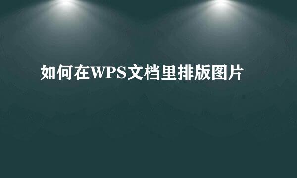 如何在WPS文档里排版图片