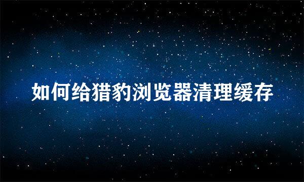 如何给猎豹浏览器清理缓存
