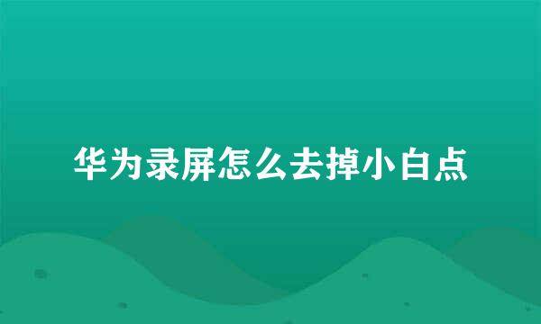 华为录屏怎么去掉小白点