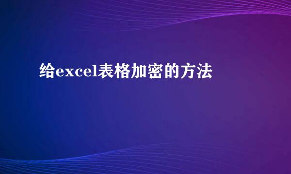 给excel表格加密的方法