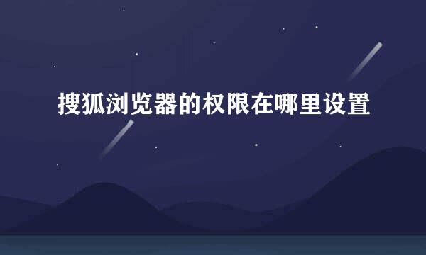 搜狐浏览器的权限在哪里设置