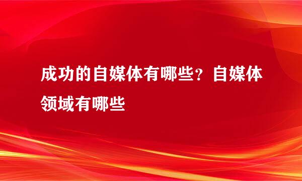 成功的自媒体有哪些？自媒体领域有哪些