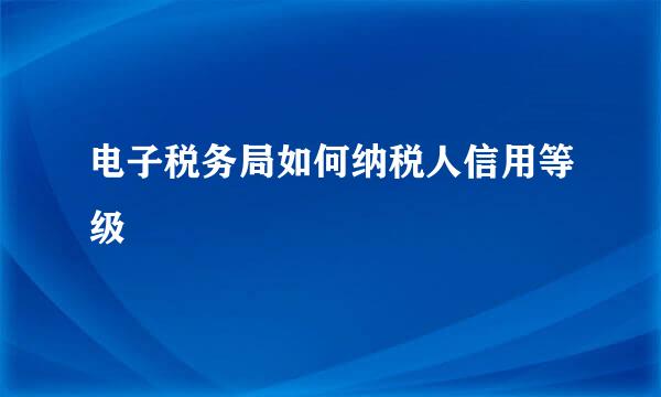 电子税务局如何纳税人信用等级