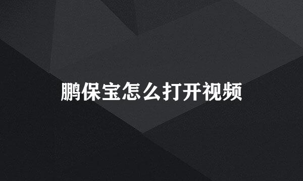 鹏保宝怎么打开视频