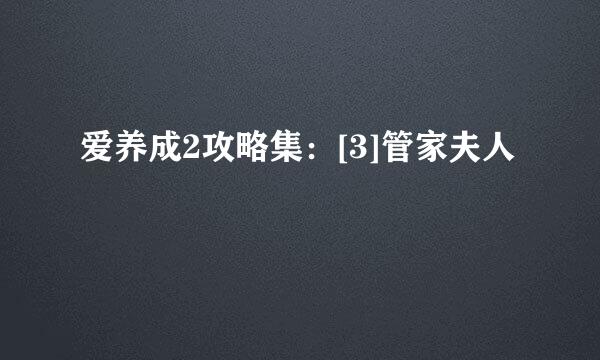爱养成2攻略集：[3]管家夫人