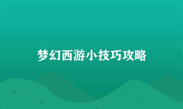 梦幻西游小技巧攻略