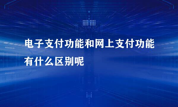 电子支付功能和网上支付功能有什么区别呢