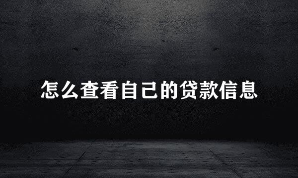 怎么查看自己的贷款信息