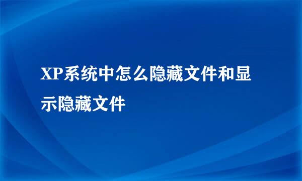 XP系统中怎么隐藏文件和显示隐藏文件