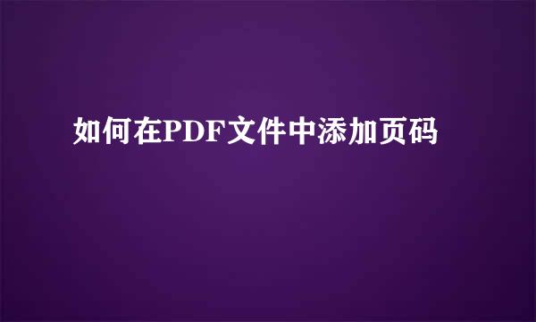 如何在PDF文件中添加页码