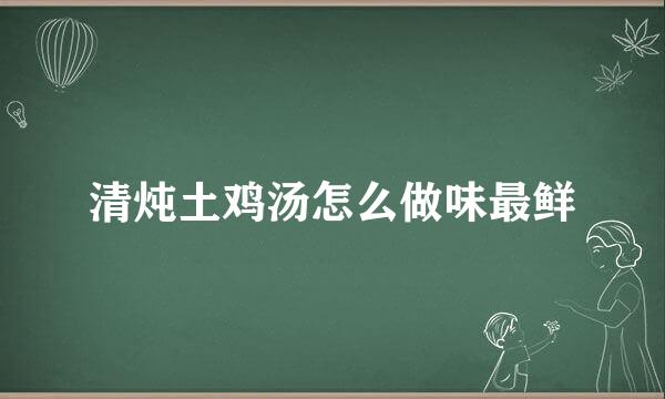 清炖土鸡汤怎么做味最鲜