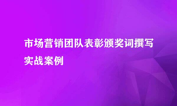 市场营销团队表彰颁奖词撰写实战案例