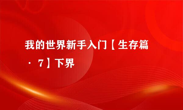 我的世界新手入门【生存篇 · 7】下界
