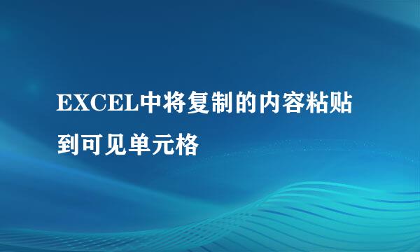 EXCEL中将复制的内容粘贴到可见单元格