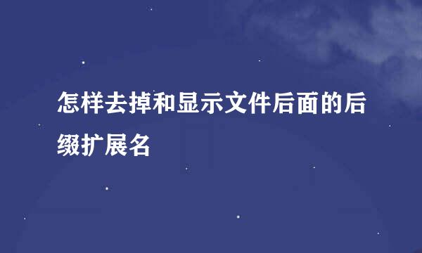 怎样去掉和显示文件后面的后缀扩展名