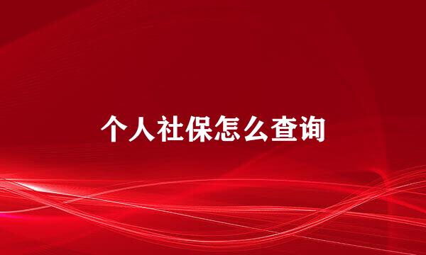 个人社保怎么查询