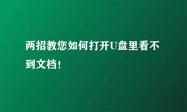 两招教您如何打开U盘里看不到文档！