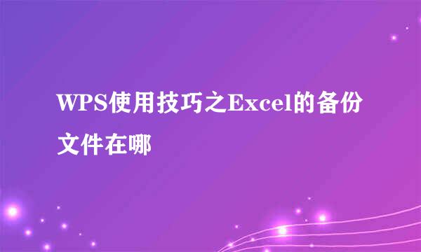 WPS使用技巧之Excel的备份文件在哪