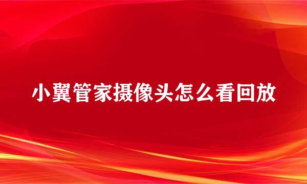 小翼管家摄像头怎么看回放