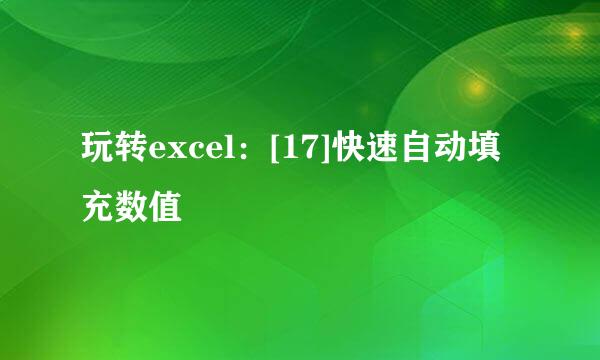 玩转excel：[17]快速自动填充数值