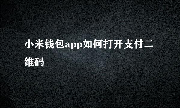 小米钱包app如何打开支付二维码
