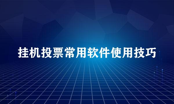 挂机投票常用软件使用技巧