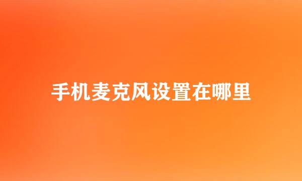 手机麦克风设置在哪里